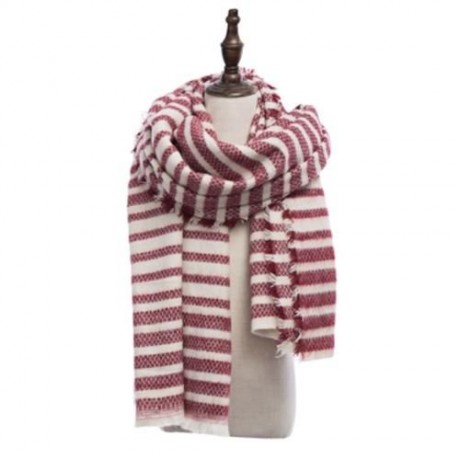 VINTAGE OVERSIZE STRIPE KNITTING LADIES WARM SCARF (LAKE)