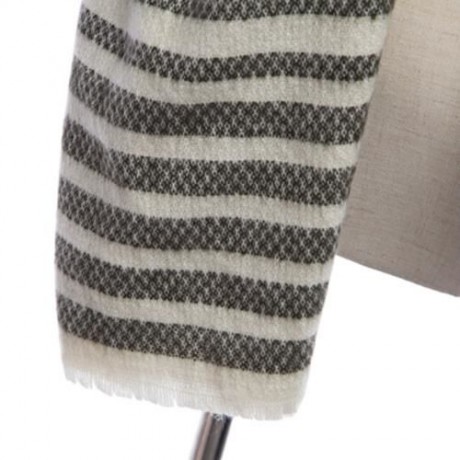 VINTAGE OVERSIZE STRIPE KNITTING LADIES WARM SCARF (FLAX GREEN)