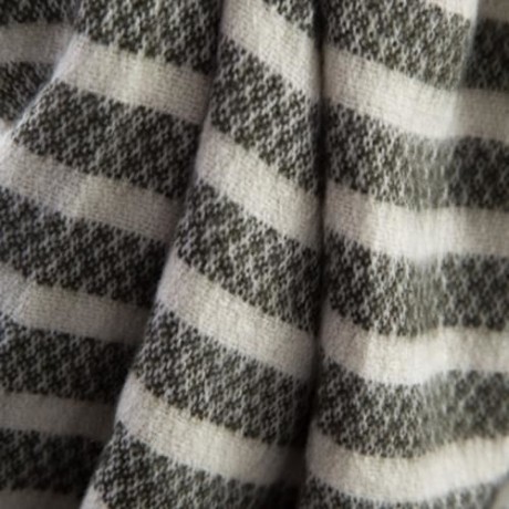 VINTAGE OVERSIZE STRIPE KNITTING LADIES WARM SCARF (FLAX GREEN)