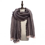 STYLISH STRIPE TASSEL DOUBLE FACED LADIES WARM SCARF (COFFEE)