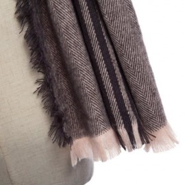 STYLISH STRIPE TASSEL DOUBLE FACED LADIES WARM SCARF (COFFEE)