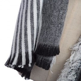 STYLISH STRIPE TASSEL DOUBLE FACED LADIES WARM SCARF (FLAX GREEN)