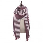 STYLISH STRIPE TASSEL DOUBLE FACED LADIES WARM SCARF (DARK RED)