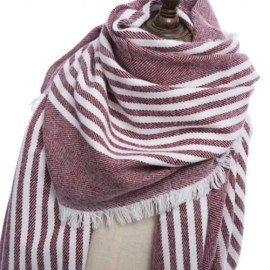 STYLISH STRIPE TASSEL DOUBLE FACED LADIES WARM SCARF (DARK RED)