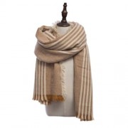 STYLISH STRIPE TASSEL DOUBLE FACED LADIES WARM SCARF (EARTHY)