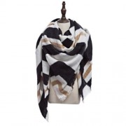 OVERSIZE STRIPE PASHMINA LADIES WARM SCARF (WHITE AND BLACK)