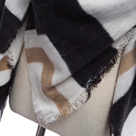 OVERSIZE STRIPE PASHMINA LADIES WARM SCARF (WHITE AND BLACK)