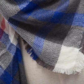 DOUBLE FACED GRID PASHMINA LADIES WARM SCARF (SAPPHIRE BLUE)
