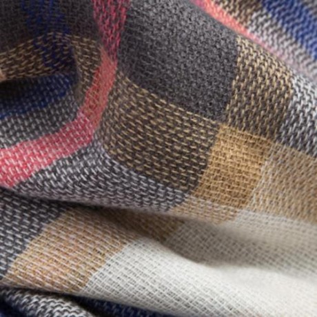 DOUBLE FACED GRID PASHMINA LADIES WARM SCARF (SAPPHIRE BLUE)