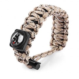 OUTDOOR MULTIFUNCTIONAL PARACORD COMPASS BRACELET SET WITH MINI SAW SURVIVAL GEAR (DESERT 