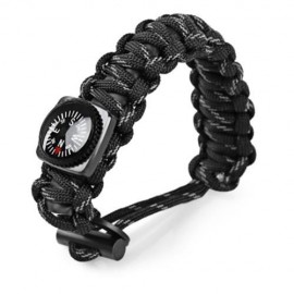OUTDOOR MULTIFUNCTIONAL PARACORD COMPASS BRACELET SET WITH MINI SAW SURVIVAL GEAR (BLACK G