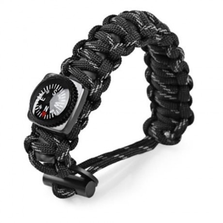 OUTDOOR MULTIFUNCTIONAL PARACORD COMPASS BRACELET SET WITH MINI SAW SURVIVAL GEAR (BLACK G