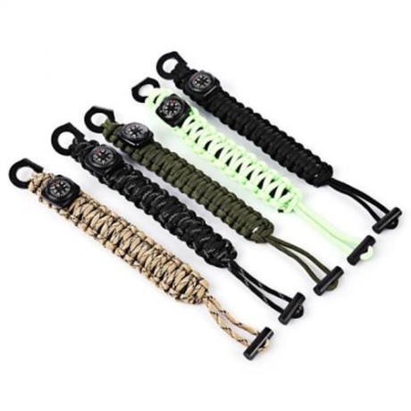 OUTDOOR MULTIFUNCTIONAL PARACORD COMPASS BRACELET SET WITH MINI SAW SURVIVAL GEAR (BLACK G