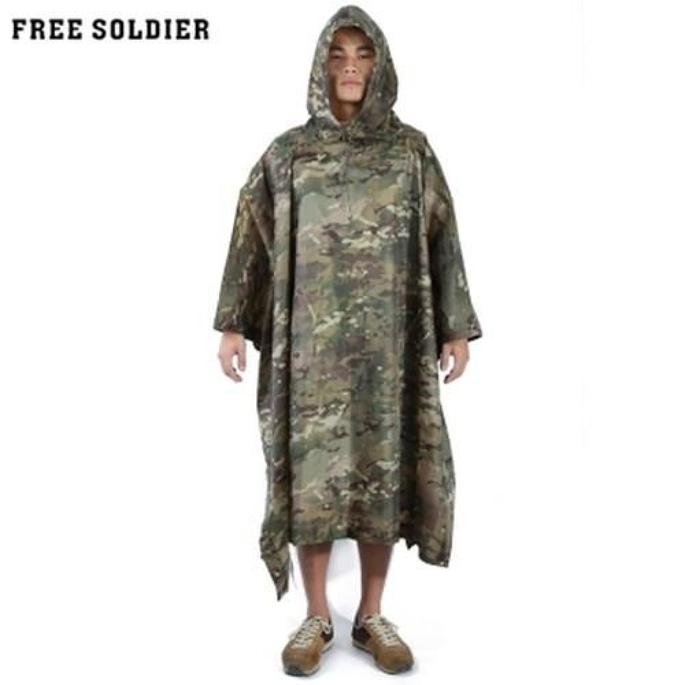 FREE SOLIDER OUTDOOR MULTIFUNCTIONAL CAMPING CAMOUFLAGE PACKABLE PONCHO MAT RAINCOAT (ARMY FREE SOLIDER OUTDOOR MULTIFUNCTIONAL CAMPING CAMOUFLAGE PACKABLE PONCHO MAT RAINCOAT (ARMY
