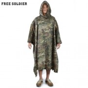 FREE SOLIDER OUTDOOR MULTIFUNCTIONAL CAMPING CAMOUFLAGE PACKABLE PONCHO MAT RAINCOAT (ARMY