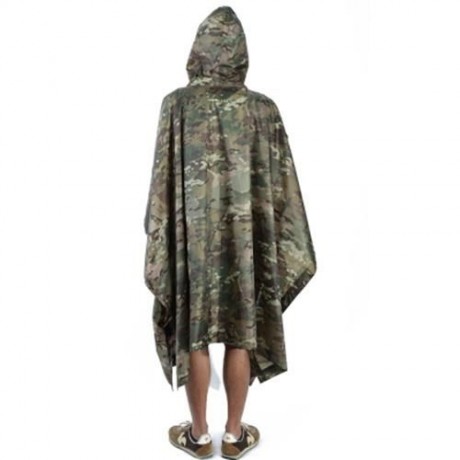 FREE SOLIDER OUTDOOR MULTIFUNCTIONAL CAMPING CAMOUFLAGE PACKABLE PONCHO MAT RAINCOAT (ARMY