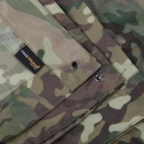 FREE SOLIDER OUTDOOR MULTIFUNCTIONAL CAMPING CAMOUFLAGE PACKABLE PONCHO MAT RAINCOAT (ARMY