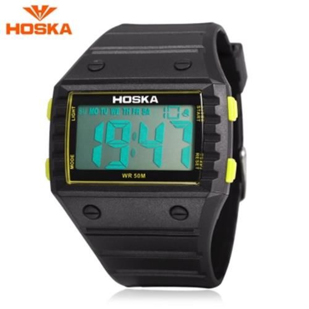 HOSKA H033B CHILDREN DIGITAL WATCH ALARM CHRONOGRAPH DAY LED DISPLAY RECTANGLE DIAL 5ATM W HOSKA H033B CHILDREN DIGITAL WATCH ALARM CHRONOGRAPH DAY LED DISPLAY RECTANGLE DIAL 5ATM W