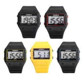 HOSKA H033B CHILDREN DIGITAL WATCH ALARM CHRONOGRAPH DAY LED DISPLAY RECTANGLE DIAL 5ATM W