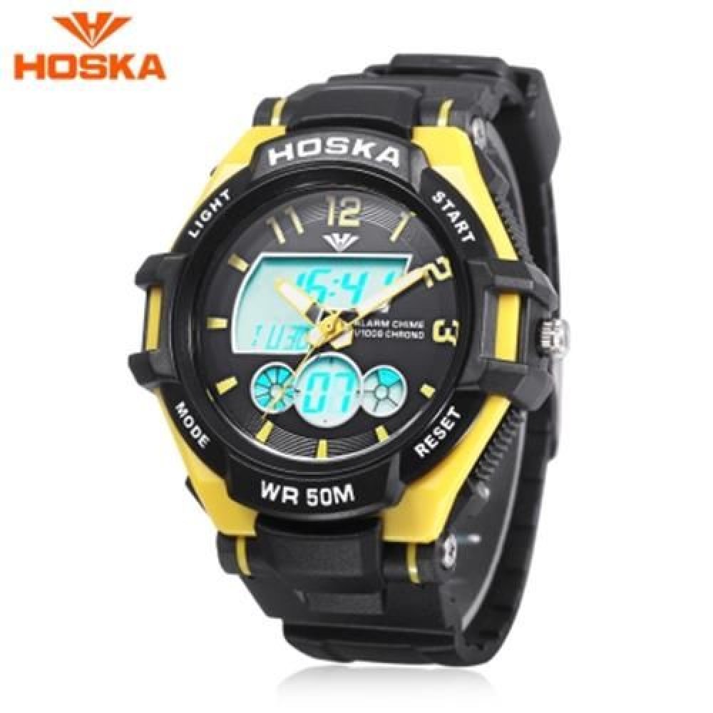 HOSKA HD027B CHILDREN DUAL MOVT WATCH DATE DAY DISPLAY BACKLIGHT STOPWATCH ALARM 5ATM WRIS HOSKA HD027B CHILDREN DUAL MOVT WATCH DATE DAY DISPLAY BACKLIGHT STOPWATCH ALARM 5ATM WRIS