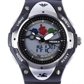 HOSKA HD023S DUAL MOVT CHILDREN QUARTZ DIGITAL WATCH LUMINOUS DATE DAY DISPLAY 5ATM WRISTW