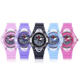 HOSKA HD023S DUAL MOVT CHILDREN QUARTZ DIGITAL WATCH LUMINOUS DATE DAY DISPLAY 5ATM WRISTW