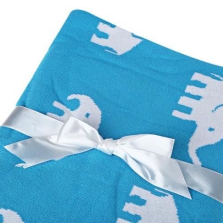 FASHION PRINTED BABY COTTON WATER UPTAKE BLANKET / BATH TOWEL (BLUE ELEPHANT)