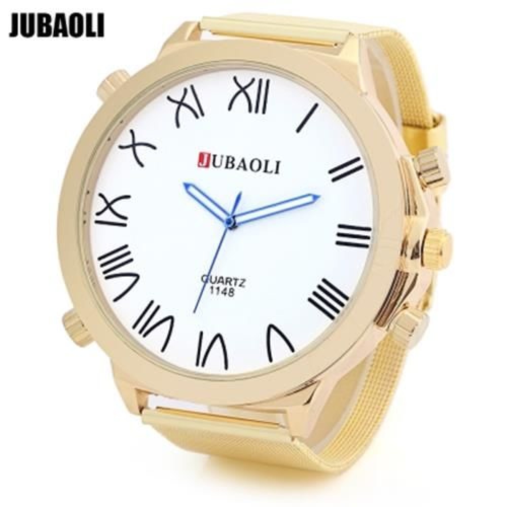 JUBAOLI W1148 MEN QUARTZ WATCH STAINLESS STEEL NET STRAP ULTRA-LARGE DIAL LUMINOUS POINTER