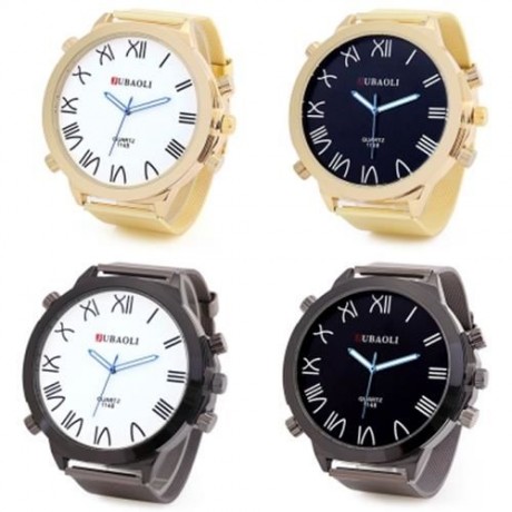 JUBAOLI W1148 MEN QUARTZ WATCH STAINLESS STEEL NET STRAP ULTRA-LARGE DIAL LUMINOUS POINTER