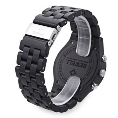 BEWELL ZS - W109D MALE WOODEN QUARTZ WATCH JAPAN MOVT WORKING SUB-DIAL DATE DISPLAY WRISTW