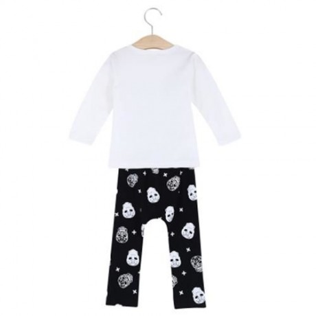 BABY SOFT 2PCS COTTON BLEND ROUND COLLAR LONG SLEEVE PULLOVER LETTER PRINT T-SHIRT DEATH H