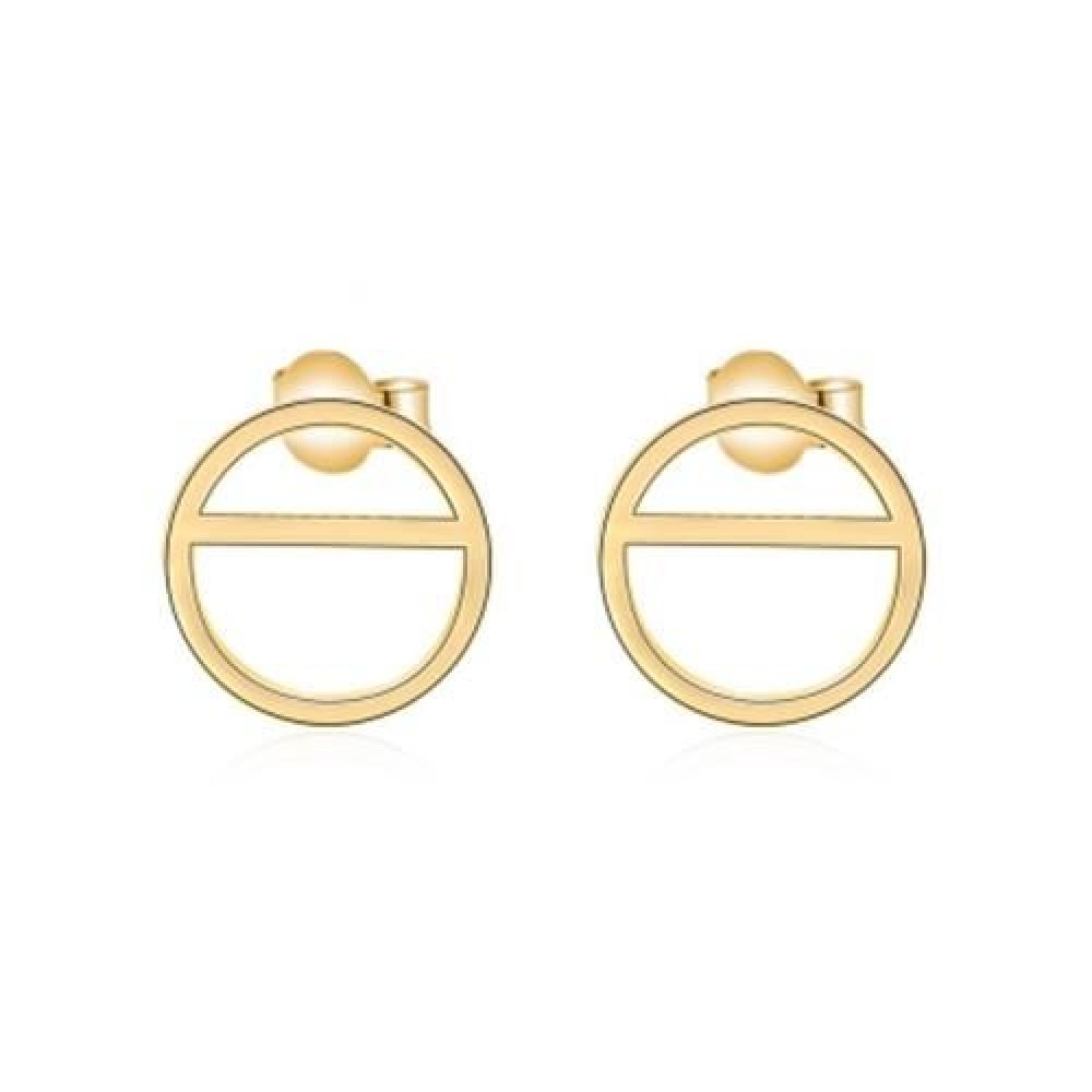 LADY SIMPLE GEOMETRIC SHAPE GOLD PLATED COPPER PARTY BIRTHDAY STUD EARRINGS (GOLDEN)