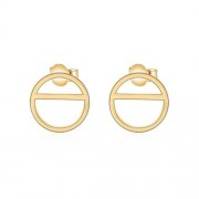 LADY SIMPLE GEOMETRIC SHAPE GOLD PLATED COPPER PARTY BIRTHDAY STUD EARRINGS (GOLDEN)
