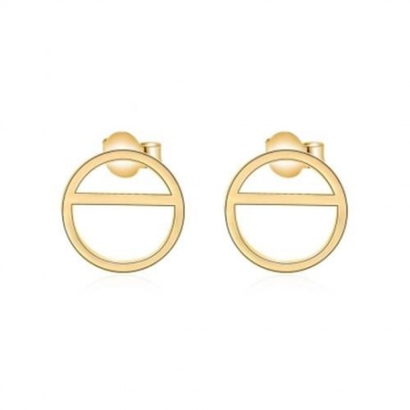 LADY SIMPLE GEOMETRIC SHAPE GOLD PLATED COPPER PARTY BIRTHDAY STUD EARRINGS (GOLDEN)