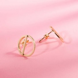 LADY SIMPLE GEOMETRIC SHAPE GOLD PLATED COPPER PARTY BIRTHDAY STUD EARRINGS (GOLDEN)