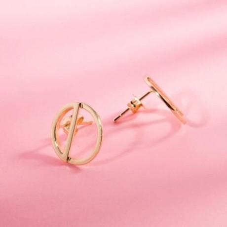 LADY SIMPLE GEOMETRIC SHAPE GOLD PLATED COPPER PARTY BIRTHDAY STUD EARRINGS (GOLDEN)