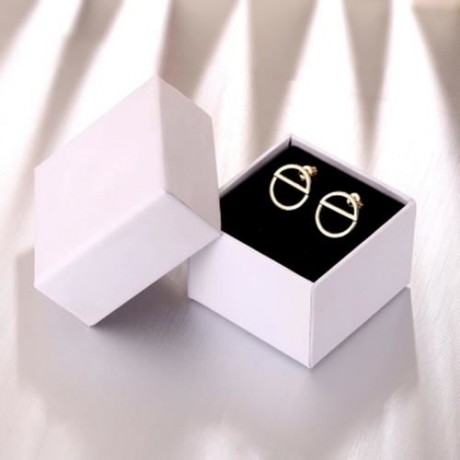 LADY SIMPLE GEOMETRIC SHAPE GOLD PLATED COPPER PARTY BIRTHDAY STUD EARRINGS (GOLDEN)