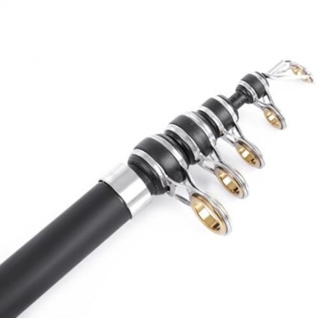 LEO SEA RIVER LAKE POLE CARBON FIBER MINI AUTOMATIC FISHING ROD FISH DEVICE (SILVER AND BL