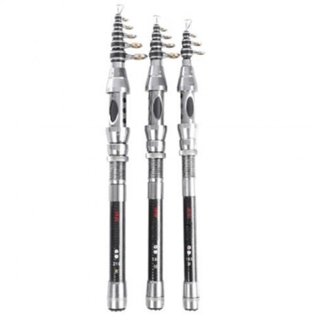 LEO SEA RIVER LAKE POLE CARBON FIBER MINI AUTOMATIC FISHING ROD FISH DEVICE (SILVER AND BL