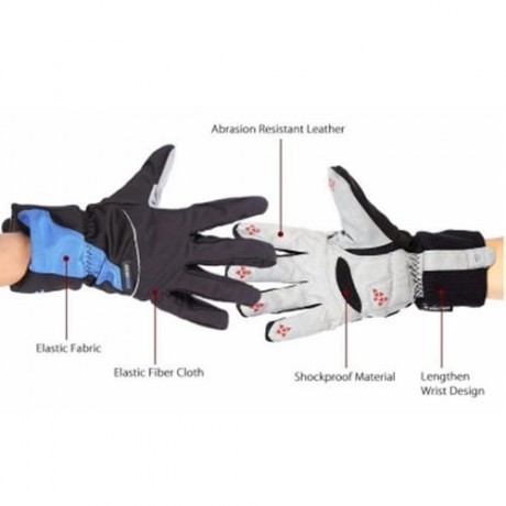 ROBESBON PAIRED WARM THICKEN WATER RESISTANT FULL FINGER GLOVE FOR OUTDOOR CYCLING (RED)