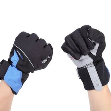 ROBESBON PAIRED WARM THICKEN WATER RESISTANT FULL FINGER GLOVE FOR OUTDOOR CYCLING (BLUE)