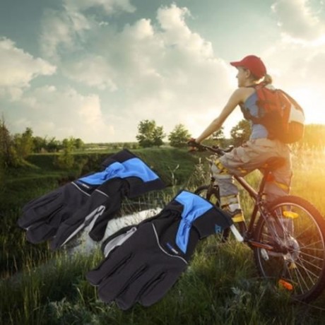 ROBESBON PAIRED WARM THICKEN WATER RESISTANT FULL FINGER GLOVE FOR OUTDOOR CYCLING (BLUE)