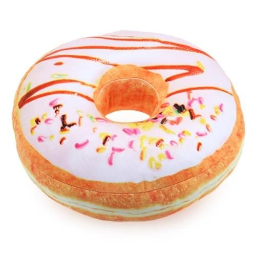 CARTOON 3D SIMULATION SWEET CHOCOLATE DONUT SOFA PLUSH PILLOW TOY (CRYSTAL CREAM)