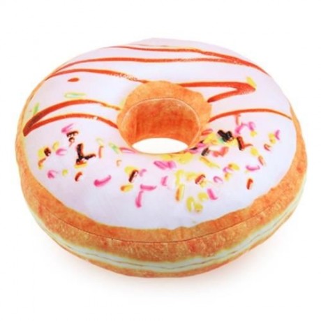 CARTOON 3D SIMULATION SWEET CHOCOLATE DONUT SOFA PLUSH PILLOW TOY (CRYSTAL CREAM)