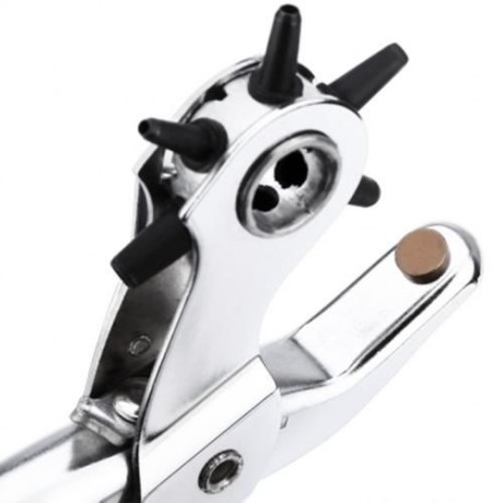 ROTARY HOLE PUNCH PLIER WITH RUBBER HANDLE FOR LEATHER BELT WATCH BAND (RED)