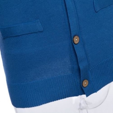 CASUAL PURE COLOR V NECK LONG SLEEVE MALE SLIM FIT KNITWEAR (KHAKI)