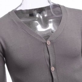 CASUAL PURE COLOR V NECK LONG SLEEVE MALE SLIM FIT KNITWEAR (KHAKI)