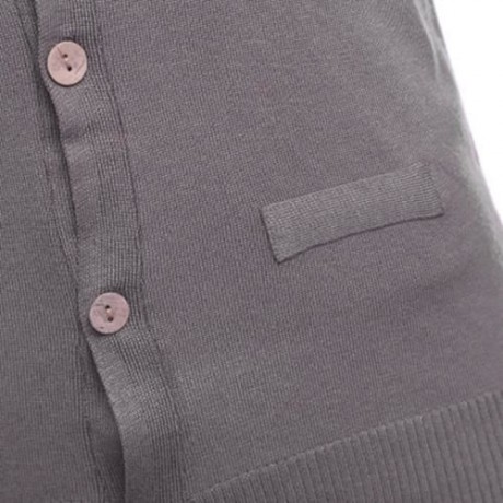 CASUAL PURE COLOR V NECK LONG SLEEVE MALE SLIM FIT KNITWEAR (KHAKI)