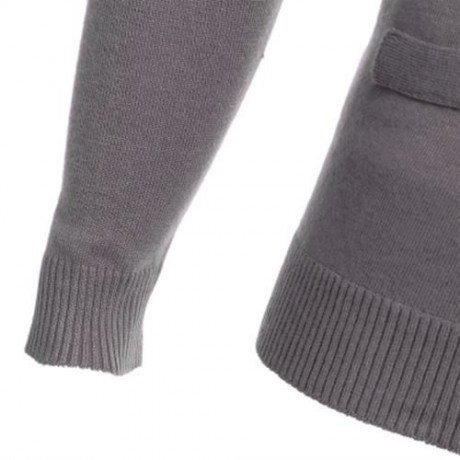 CASUAL PURE COLOR V NECK LONG SLEEVE MALE SLIM FIT KNITWEAR (KHAKI)