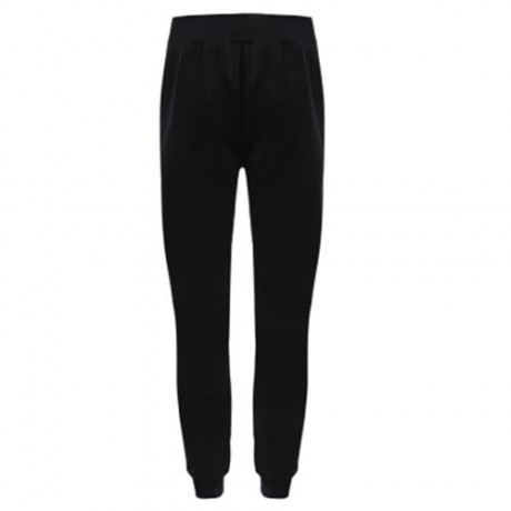 CASUAL PATCHWORK ZIPPER DESIGN MALE ELASTIC BAND LONG SPORTS PANTS (BLACK)
